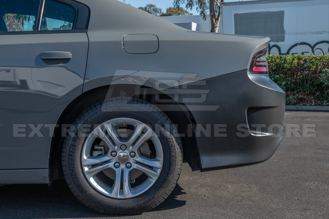 Dodge Charger LD SRT Hellcat Style Primed Black Rear Bumper Conversion Cover 2015-Up