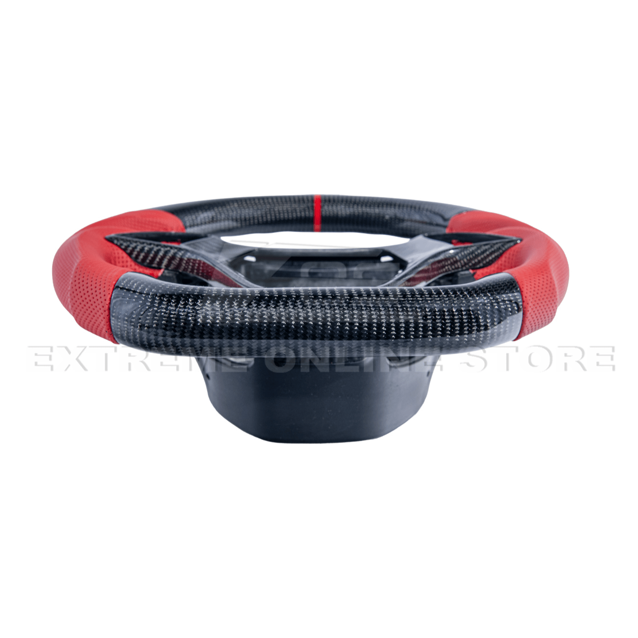 Corvette C7 Red Leather Red Stitching Carbon Fiber Steering Wheel 2014-2018