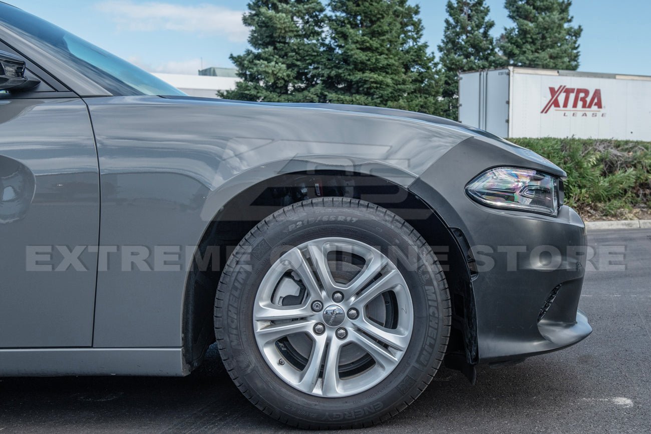 Dodge Charger LD SRT Hellcat Style Primed Black Front Bumper and Aluminum Hood Conversion Kit 2015-Up