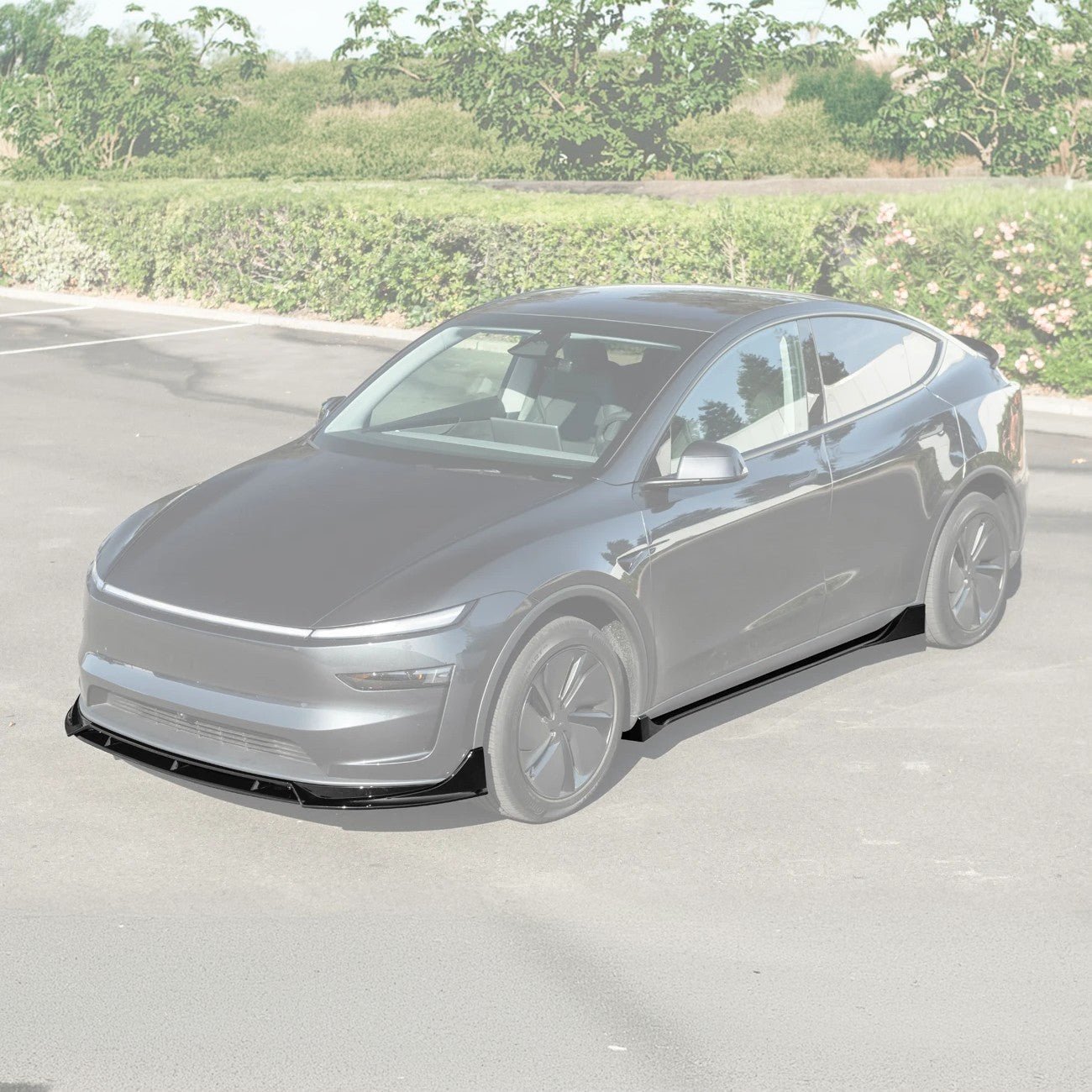 Tesla Model Y Track Style Gloss Black Front Lip Splitter Side Skirts Kit 2025-Up