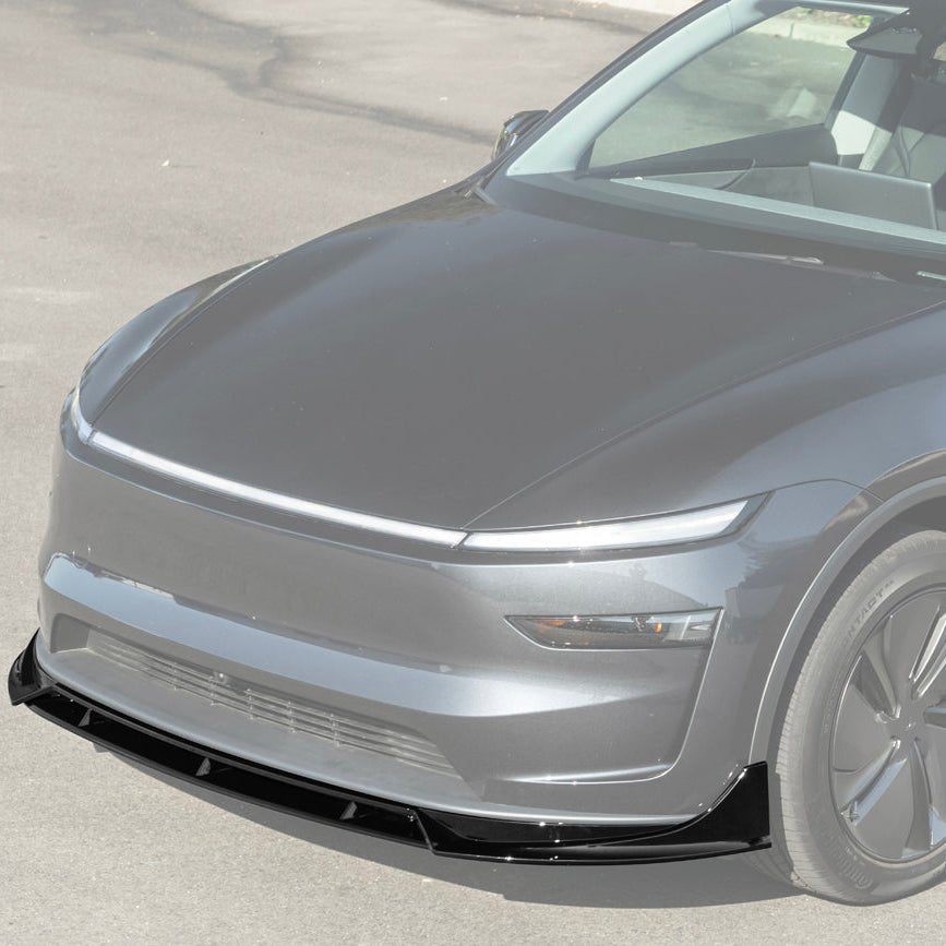 Tesla Model Y Track Style Gloss Black 4 Piece Front Bumper Lip Splitter 2025-Up