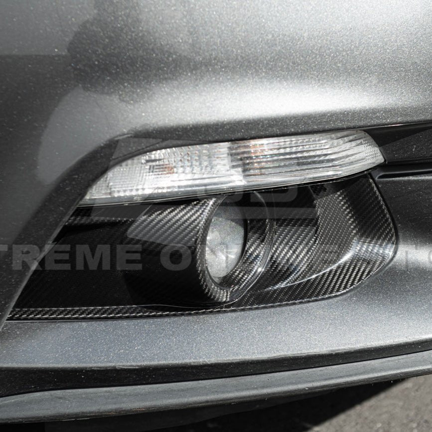 Ford Mustang S550 Dry Carbon Fiber Front Bumper Fog Light Bezel Cover Pair 2015-2017