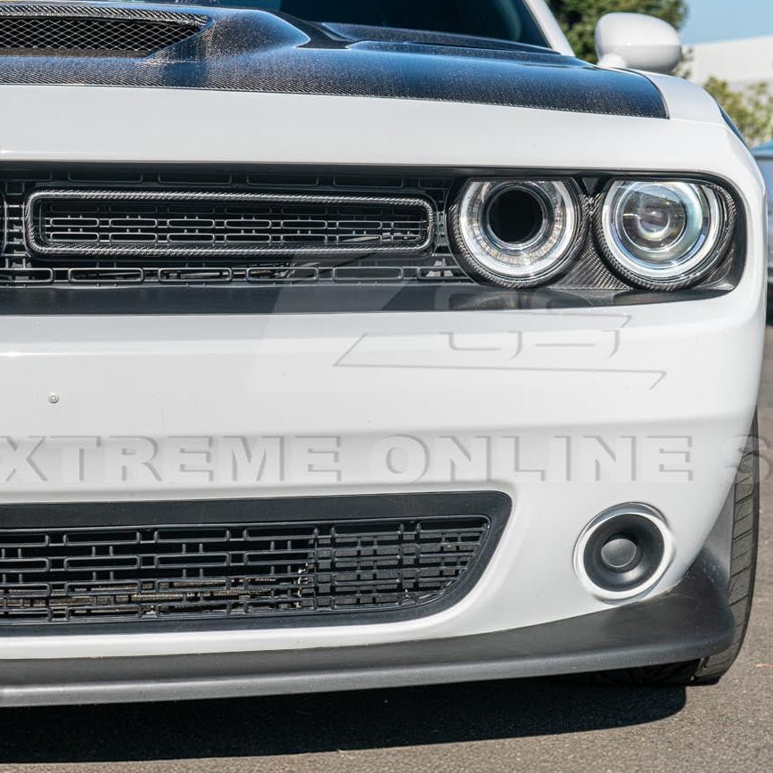 Dodge Challenger LA Factory Style Carbon Fiber Headlight Trim Cover & Front Grille Insert Overlay Kit 2015-2023