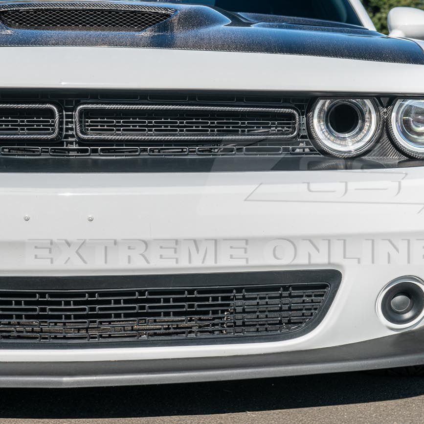 Dodge Challenger Factory Style Carbon Fiber Front Grille Trim Insert Overlay 2015-2023
