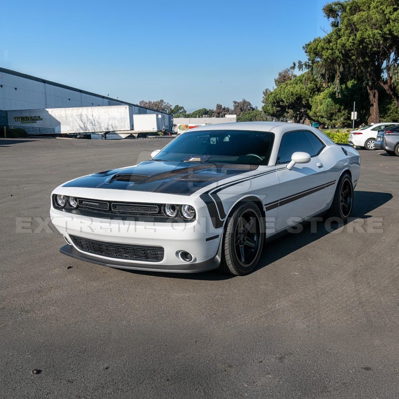 Dodge Challenger LA Factory Style Carbon Fiber Headlight Trim Cover & Front Grille Insert Overlay Kit 2015-2023
