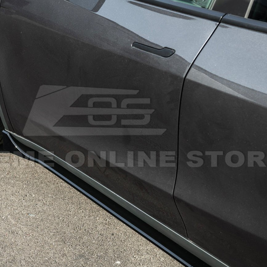 Tesla Model Y Track Style Gloss Black Front Lip Splitter Side Skirts Kit 2025-Up