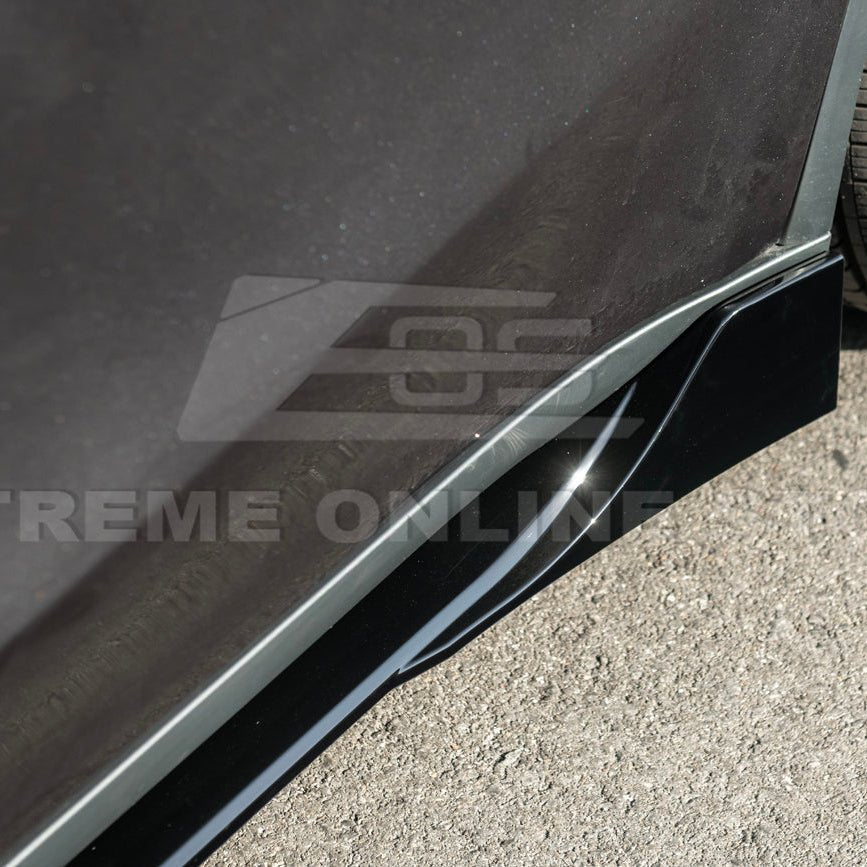 Tesla Model Y Track Style Gloss Black Front Lip Splitter Side Skirts Kit 2025-Up