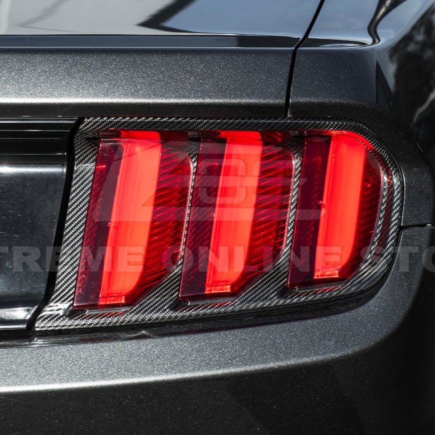 Ford Mustang S550 Factory Style Dry Carbon Fiber Tail Light Trim Bezel Cover Pair 2015-2017
