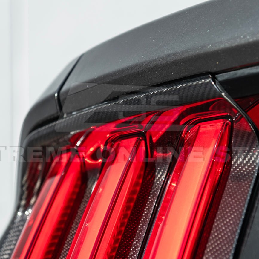 Ford Mustang S550 Factory Style Dry Carbon Fiber Tail Light Trim Bezel Cover Pair 2015-2017