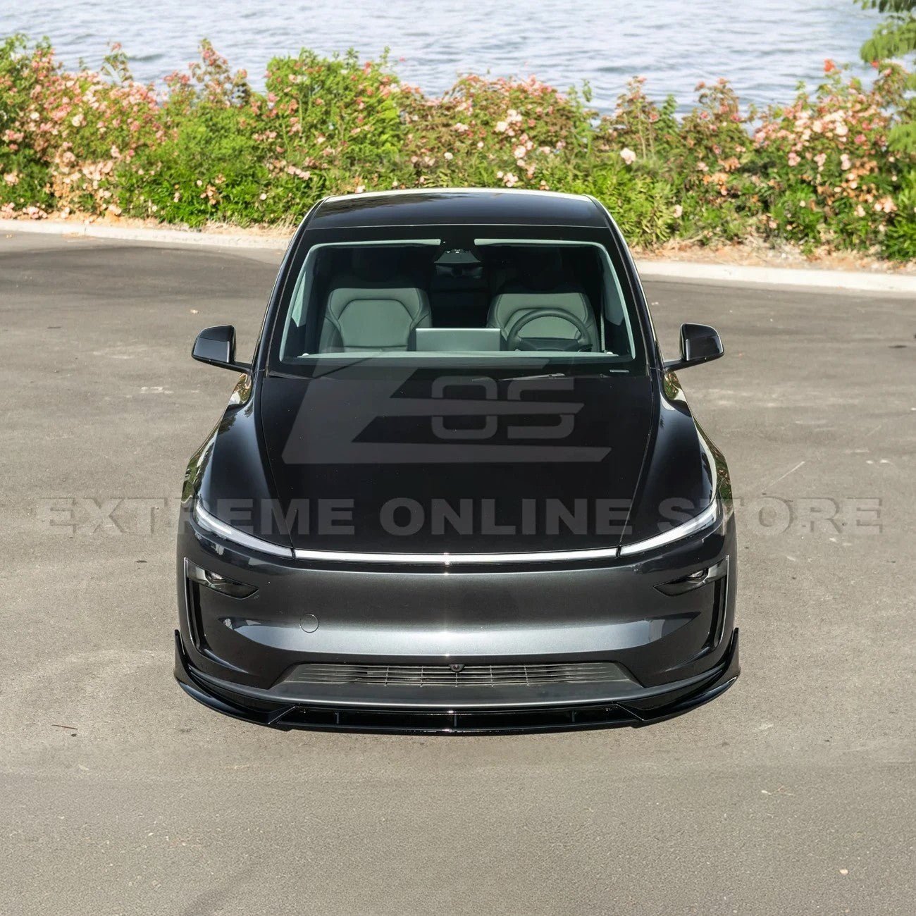 Tesla Model Y Track Style Gloss Black 4 Piece Front Bumper Lip Splitter 2025-Up