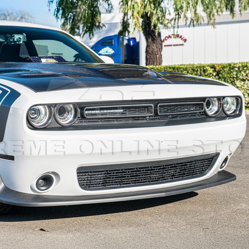Dodge Challenger LA Factory Style Carbon Fiber Headlight Trim Cover & Front Grille Insert Overlay Kit 2015-2023