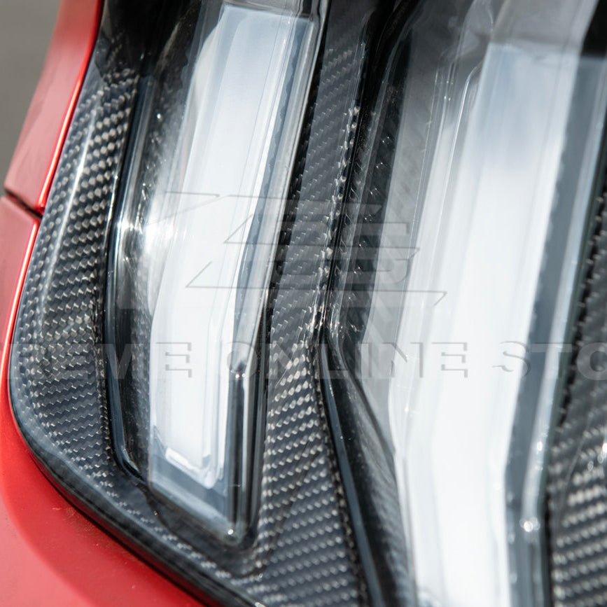Ford Mustang S550 Dry Carbon Fiber Rear Tail Light Trim Bezel Cover Pair 2018-2023