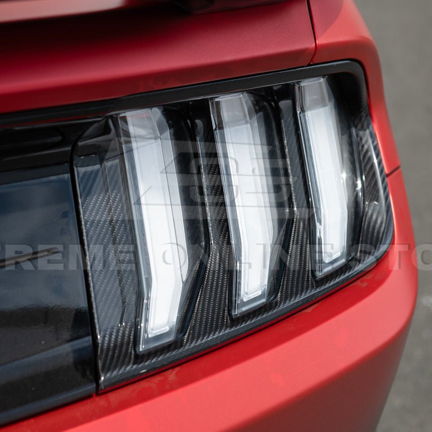 Ford Mustang S550 Dry Carbon Fiber Rear Tail Light Trim Bezel Cover Pair 2018-2023