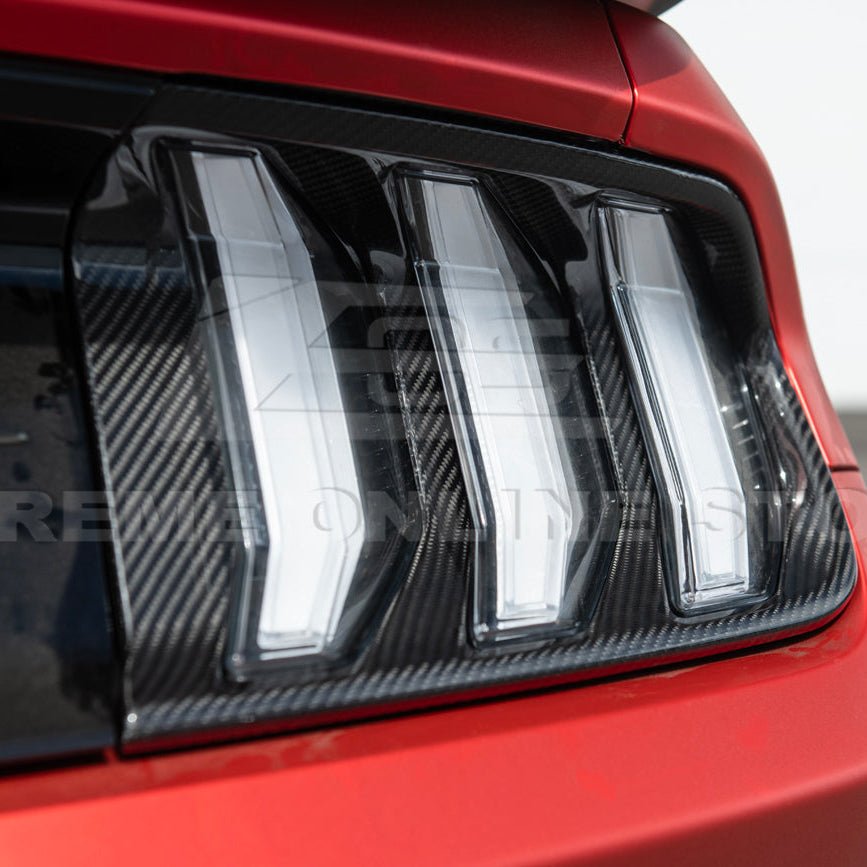 Ford Mustang S550 Dry Carbon Fiber Rear Tail Light Trim Bezel Cover Pair 2018-2023