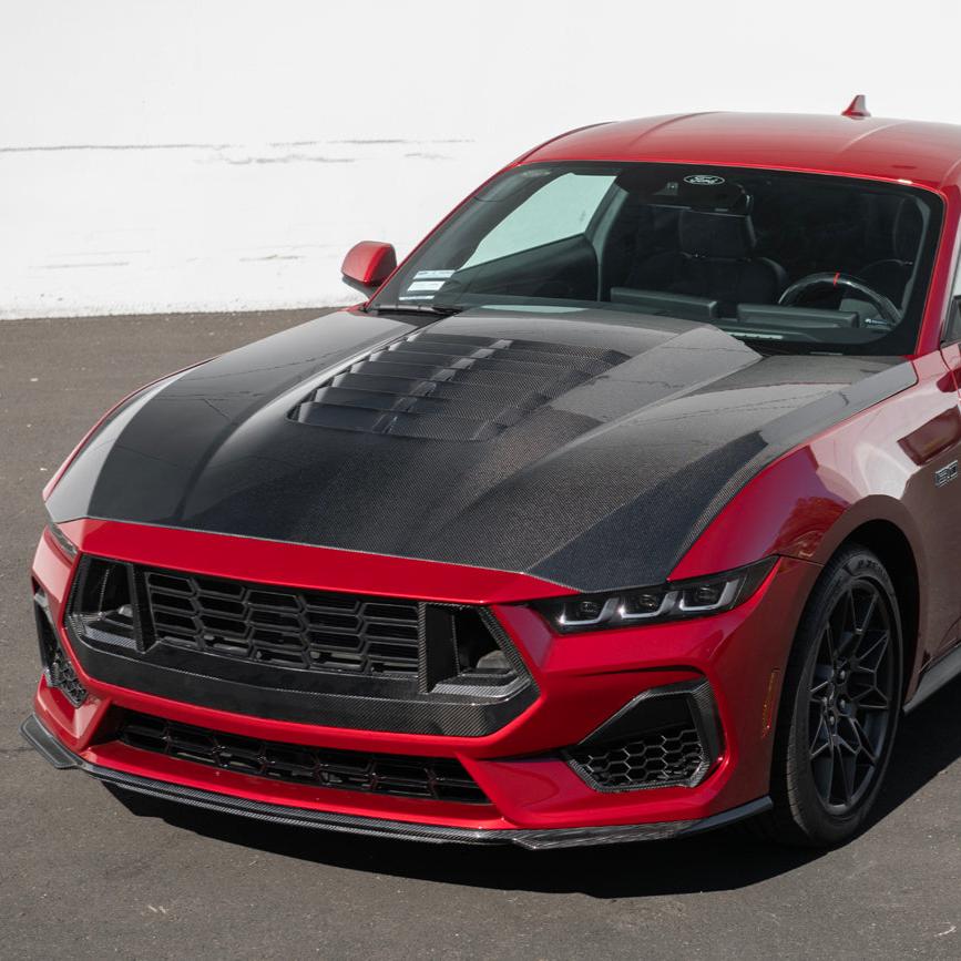 Ford Mustang S650 GT500 Style Carbon Fiber Front Bumper Hood 2024-Up