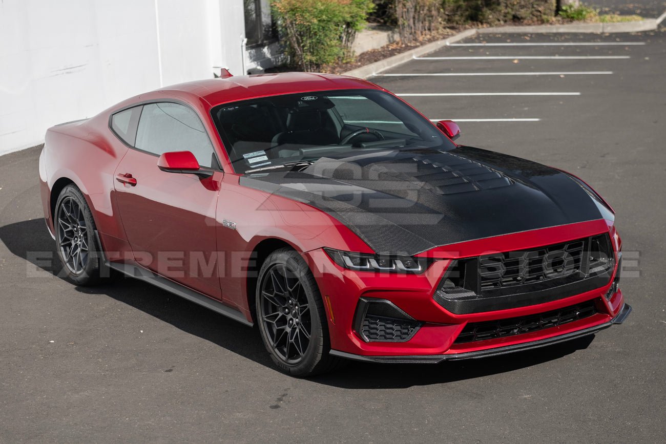 Ford Mustang S650 GT500 Style Carbon Fiber Front Bumper Hood 2024-Up