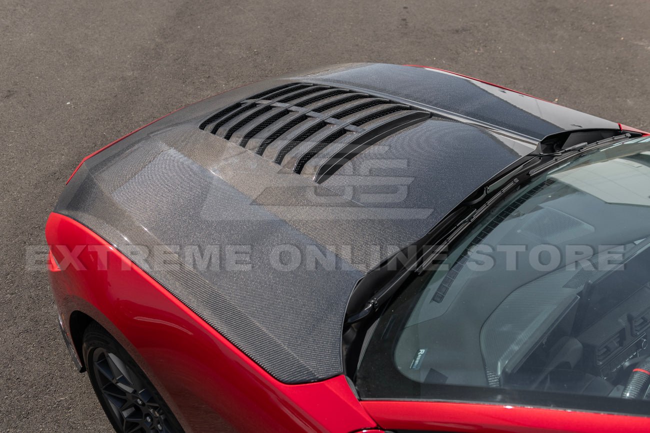 Ford Mustang S650 GT500 Style Carbon Fiber Front Bumper Hood 2024-Up