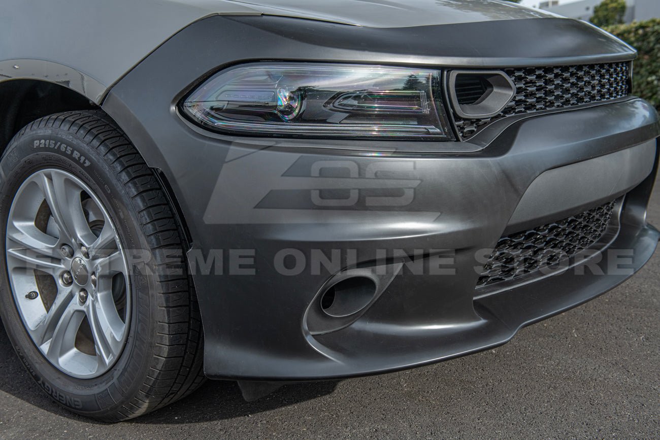 Dodge Charger LD SRT Hellcat Style Primed Black Front Bumper Conversion Kit 2015-Up