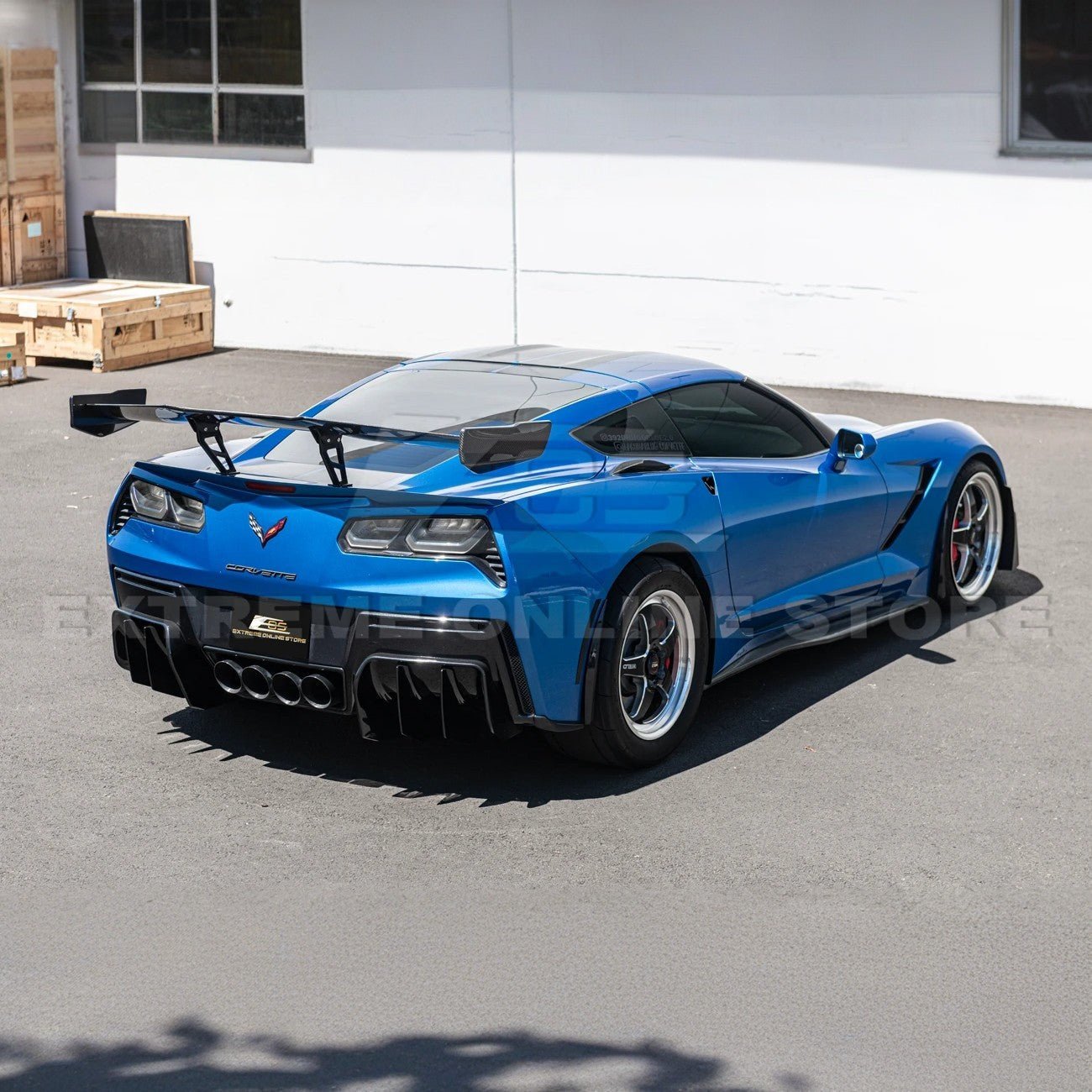 Chevrolet Corvette C7 ZR1 ZTK Style Carbon Fiber High Wing Rear Spoiler Kit 2014-2019
