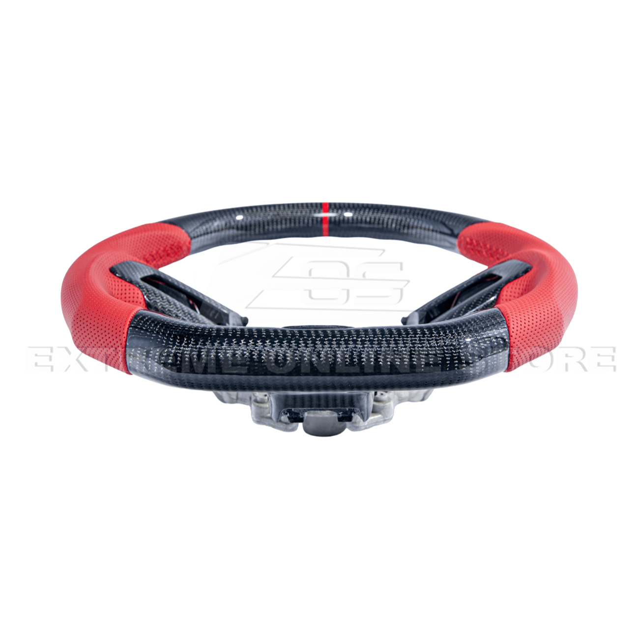 Mustang S550 Red Leather Red Stitching Carbon Fiber Steering Wheel 2015-2023