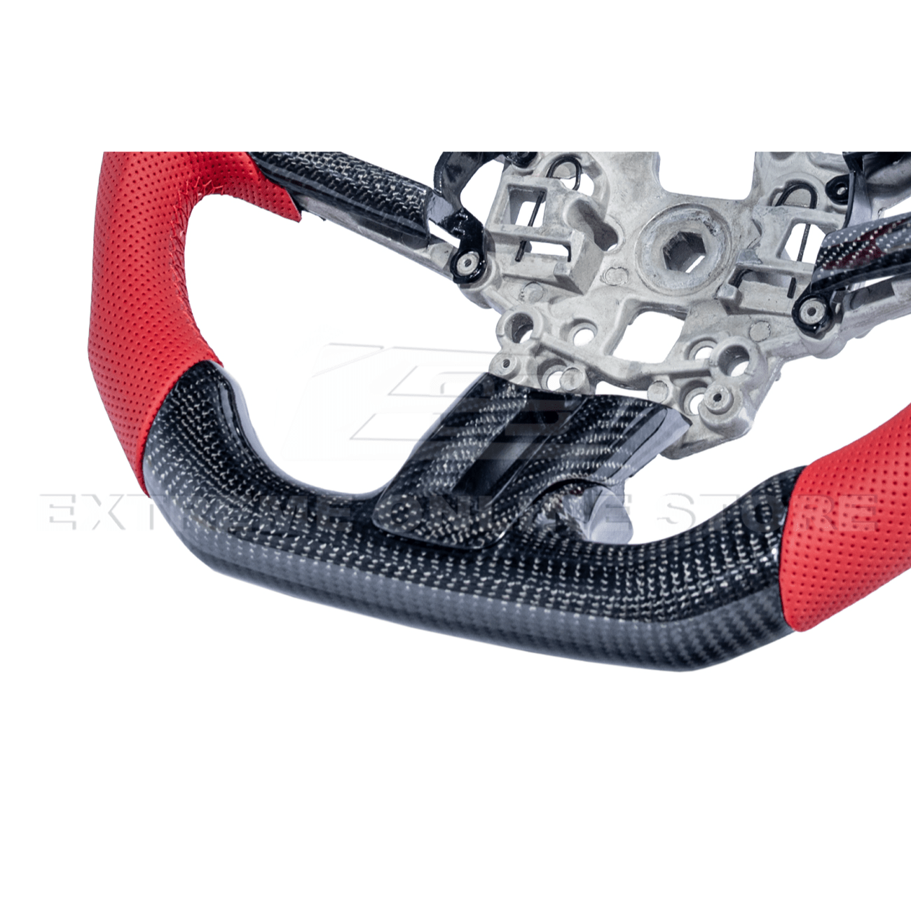 Mustang S550 Red Leather Red Stitching Carbon Fiber Steering Wheel 2015-2023