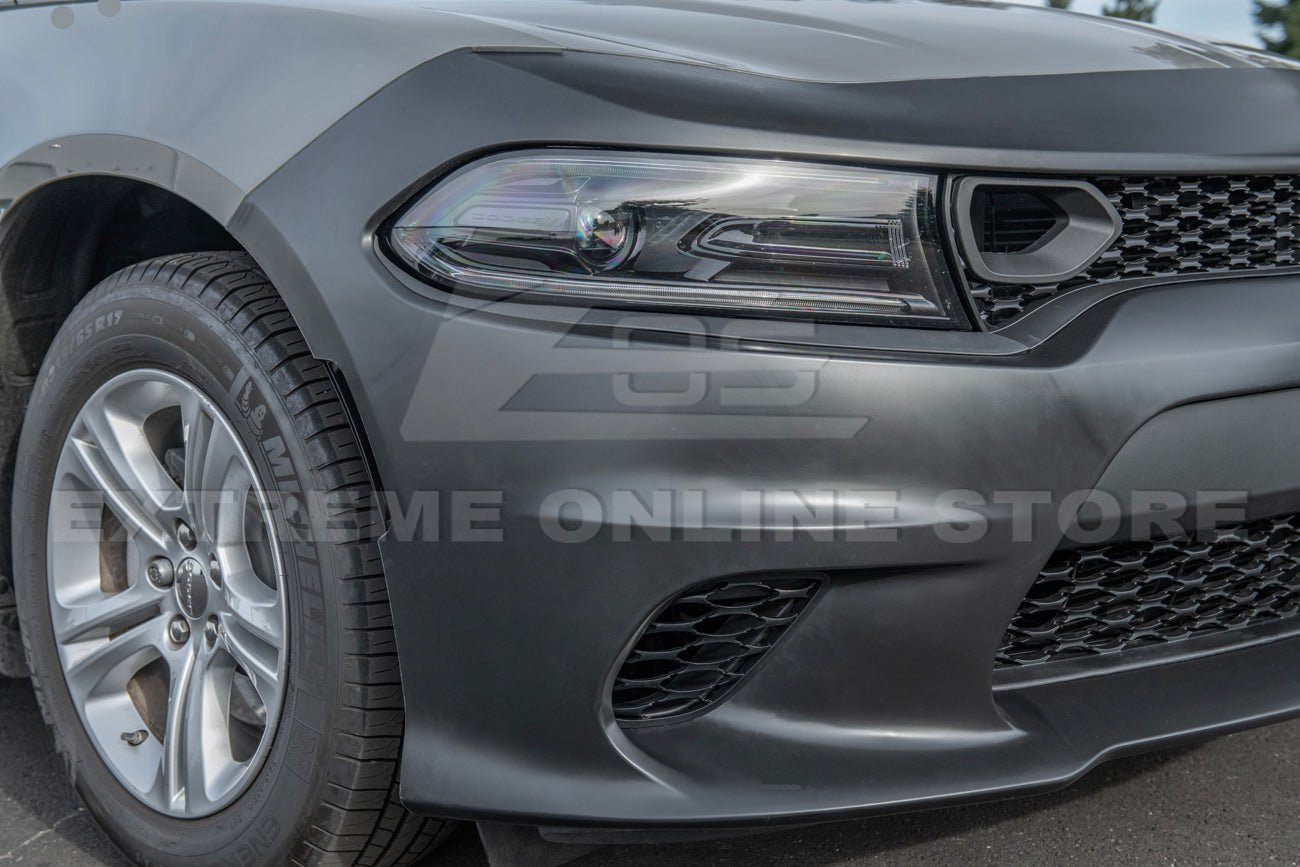 Dodge Charger LD SRT Hellcat Style Primed Black Front Bumper Conversion Kit 2015-Up