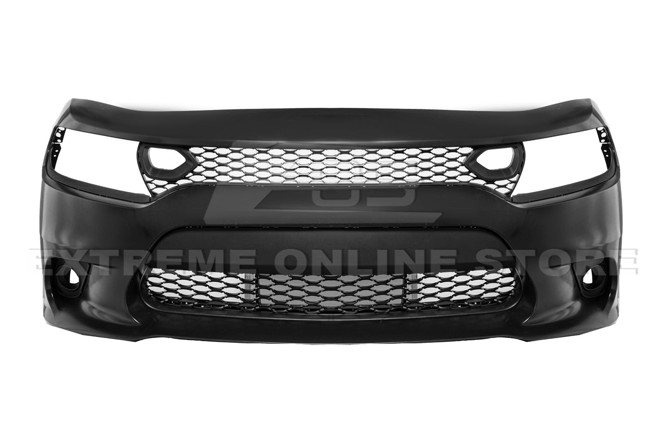Dodge Charger LD SRT Hellcat Style Primed Black Front Bumper Conversion Kit 2015-Up