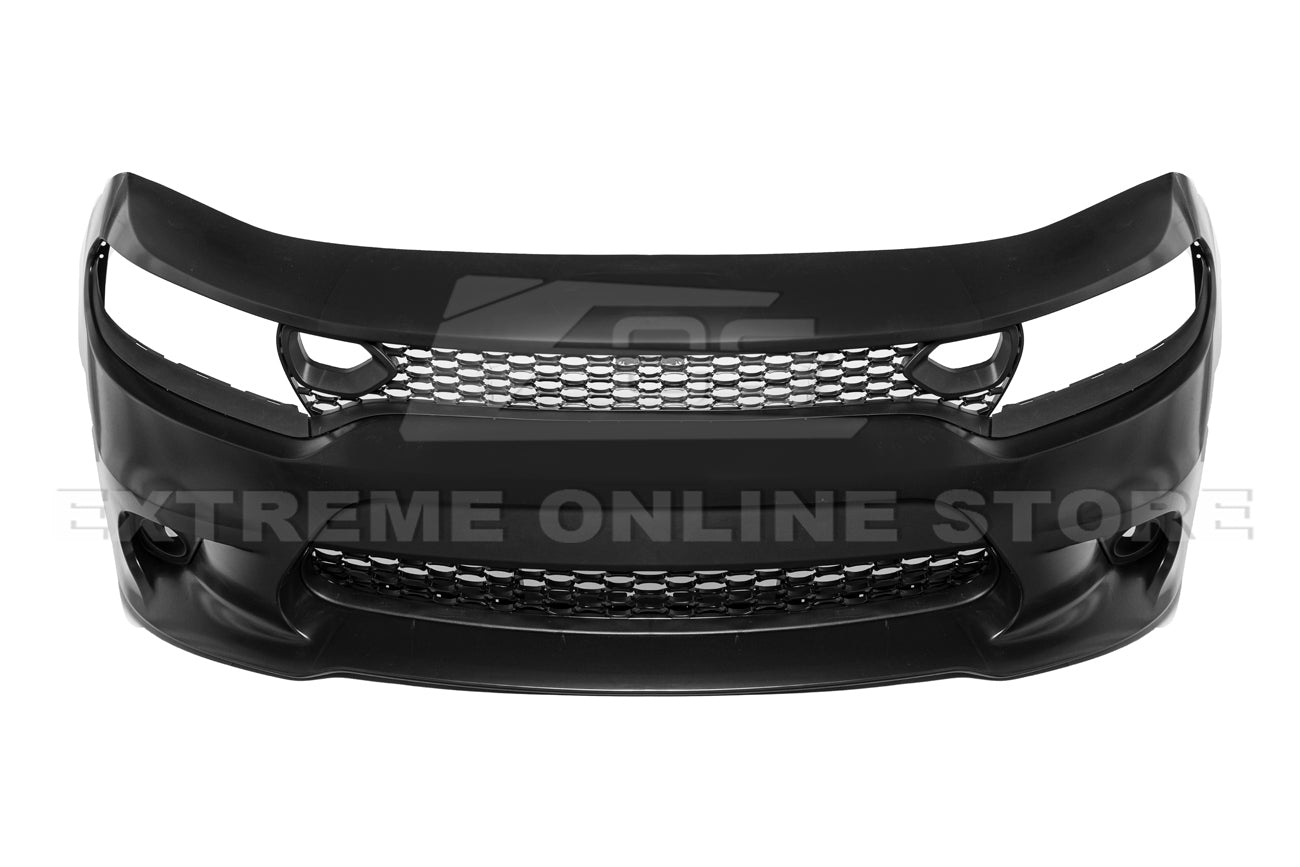 Dodge Charger LD SRT Hellcat Style Primed Black Front Bumper Conversion Kit 2015-Up
