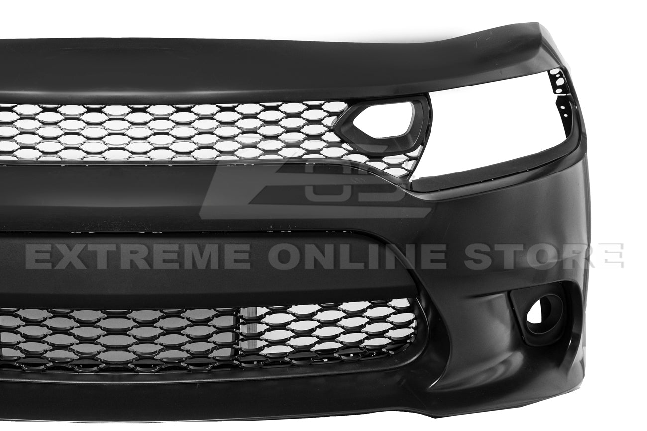 Dodge Charger LD SRT Hellcat Style Primed Black Front Bumper Conversion Kit 2015-Up