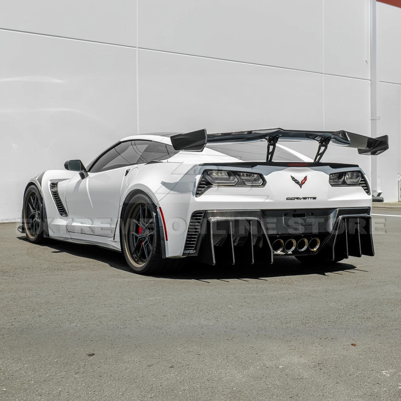 Chevrolet Corvette C7 ZR1 ZTK Style Extended Carbon Fiber Rear Wing Spoiler Kit 2014-2019