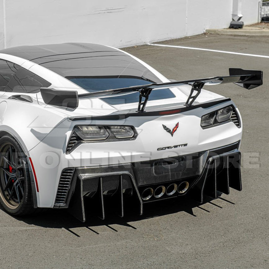Chevrolet Corvette C7 ZR1 ZTK Style Extended Carbon Fiber Rear Wing Spoiler Kit 2014-2019