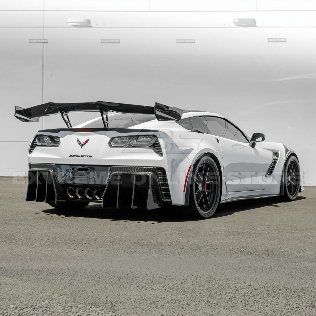 Chevrolet Corvette C7 ZR1 ZTK Style Extended Carbon Fiber Rear Wing Spoiler Kit 2014-2019