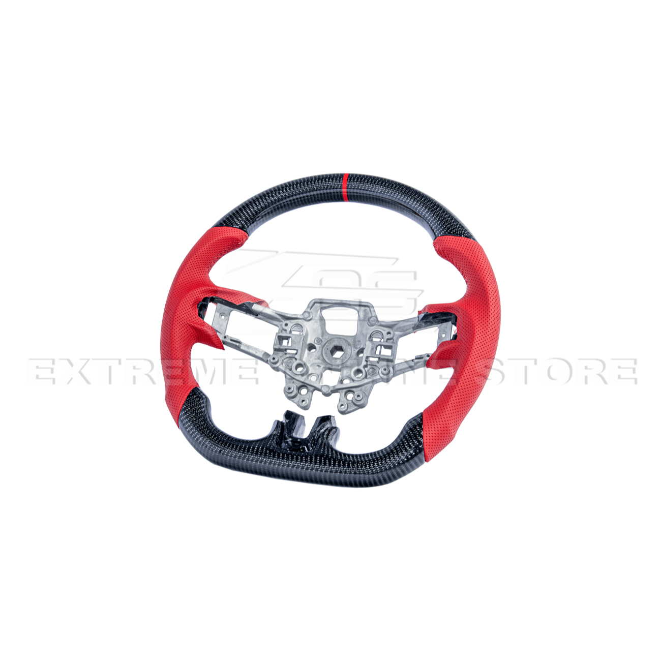 Mustang S550 Red Leather Red Stitching Carbon Fiber Steering Wheel 2015-2023