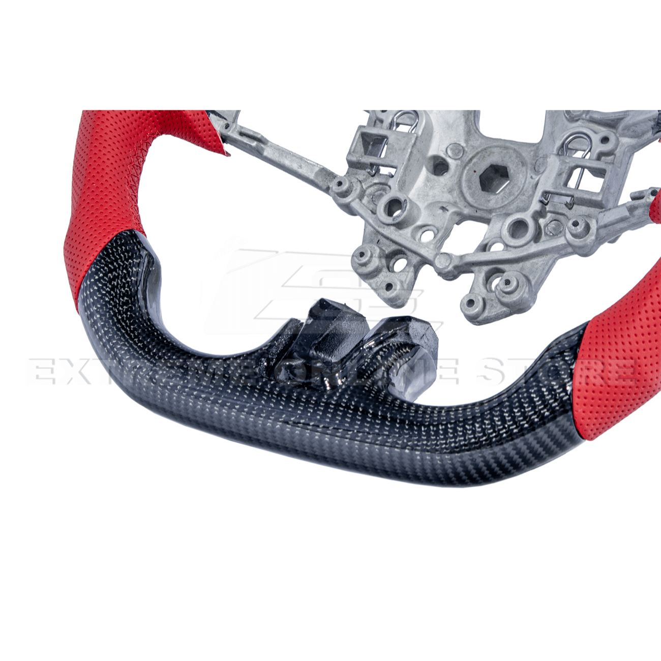 Mustang S550 Red Leather Red Stitching Carbon Fiber Steering Wheel 2015-2023