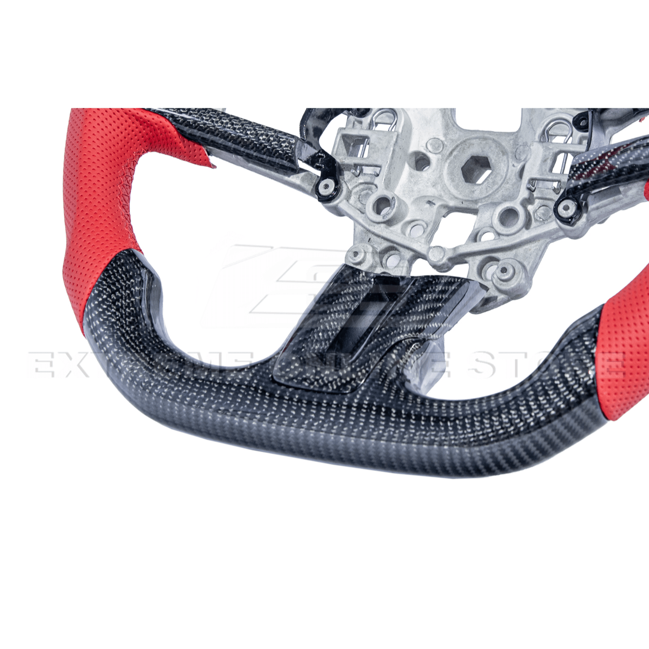 Mustang S550 Red Leather Red Stitching Carbon Fiber Steering Wheel 2015-2023