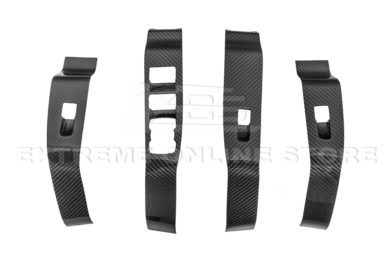 Ford Mustang Mach-E Dry Carbon Fiber Interior Door Glass Lifting Panel Cover Kit 2021-Up