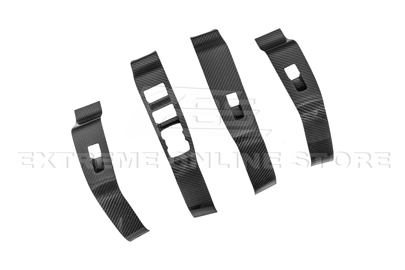 Ford Mustang Mach-E Dry Carbon Fiber Interior Door Glass Lifting Panel Cover Kit 2021-Up