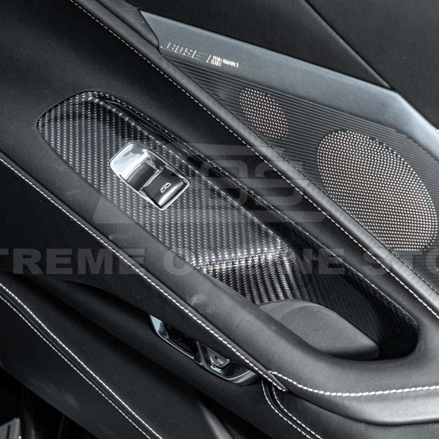 Chevrolet Corvette C8 Dry Carbon Fiber Side Window Switch Control Panel Cover 2020-Up