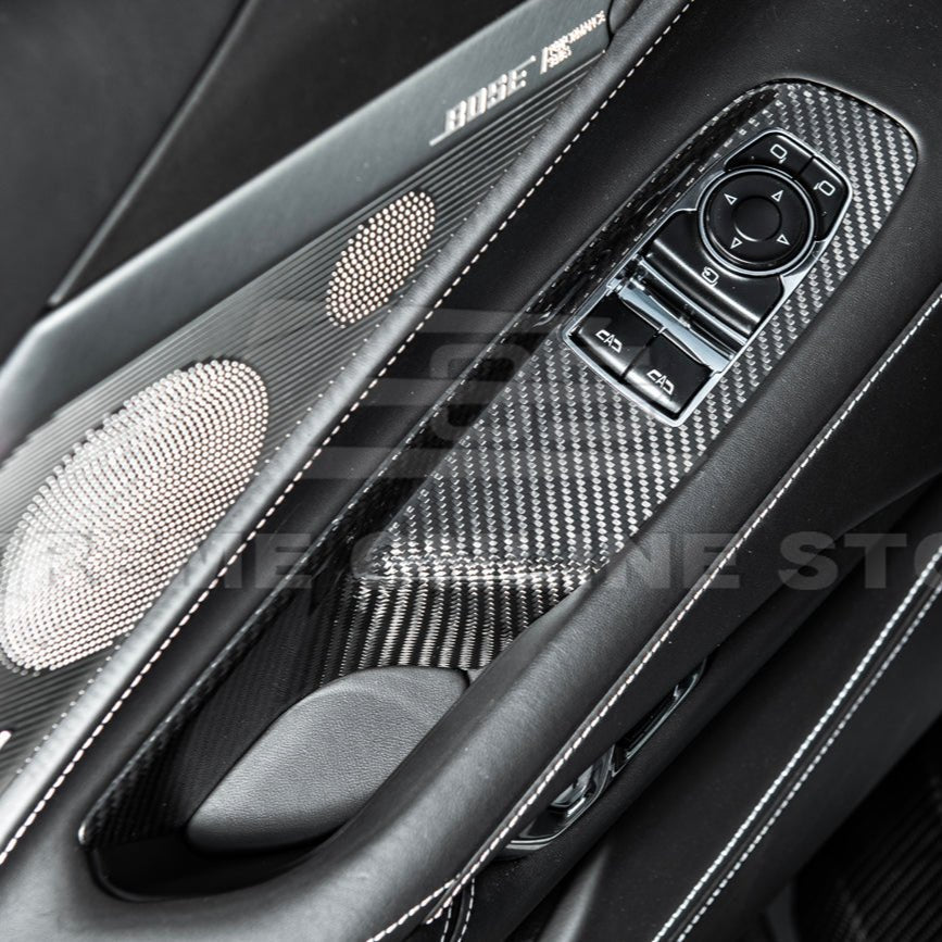 Chevrolet Corvette C8 Dry Carbon Fiber Side Window Switch Control Panel Cover 2020-Up