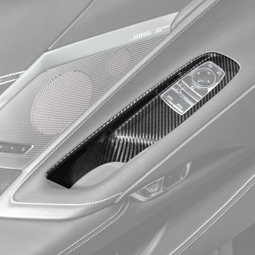 Chevrolet Corvette C8 Dry Carbon Fiber Side Window Switch Control Panel Cover 2020-Up