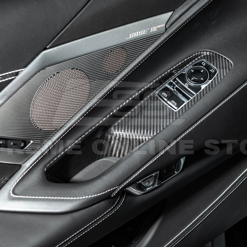 Chevrolet Corvette C8 Dry Carbon Fiber Side Window Switch Control Panel Cover 2020-Up