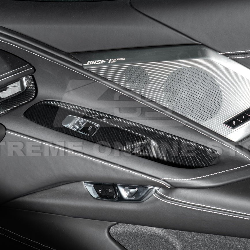 Chevrolet Corvette C8 Dry Carbon Fiber Side Window Switch Control Panel Cover 2020-Up
