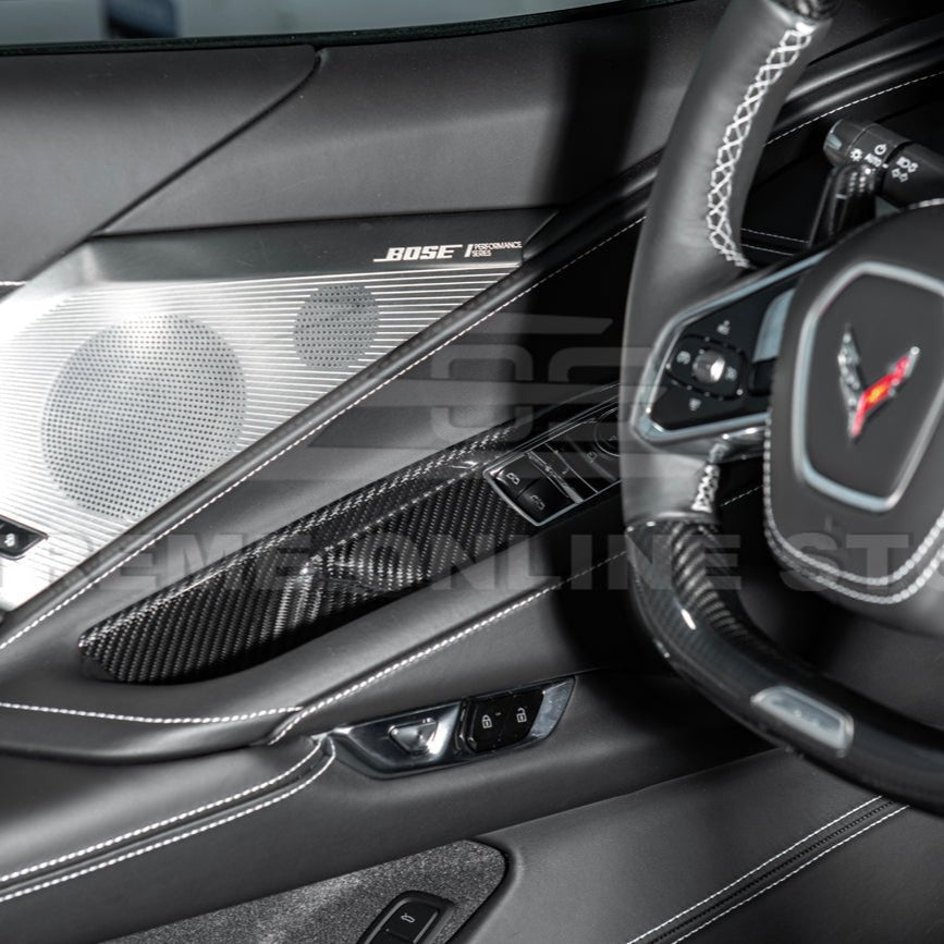 Chevrolet Corvette C8 Dry Carbon Fiber Side Window Switch Control Panel Cover 2020-Up
