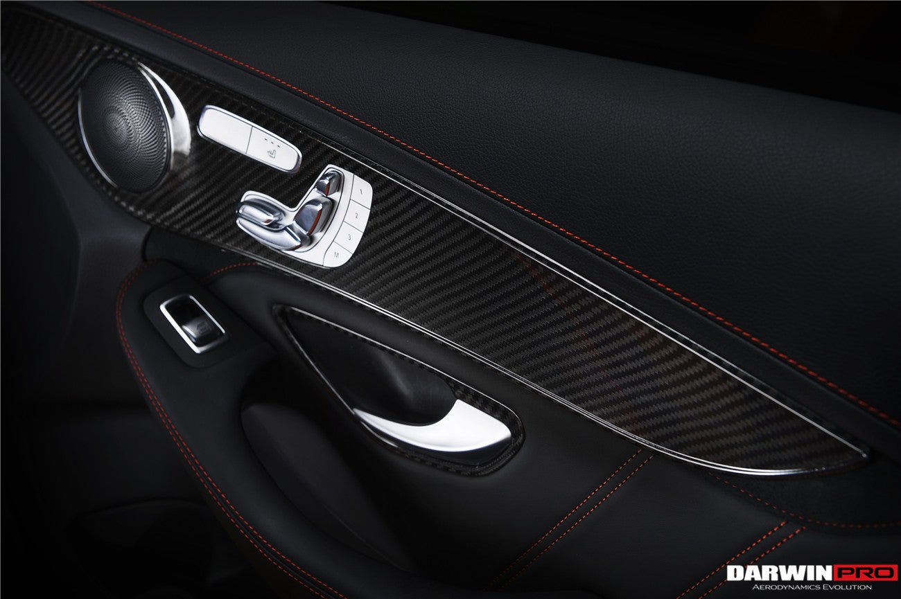 2015 - 2021 Mercedes Benz W205 C Class GLC X253 Carbon Fiber Interior Door Handle Cover Trim