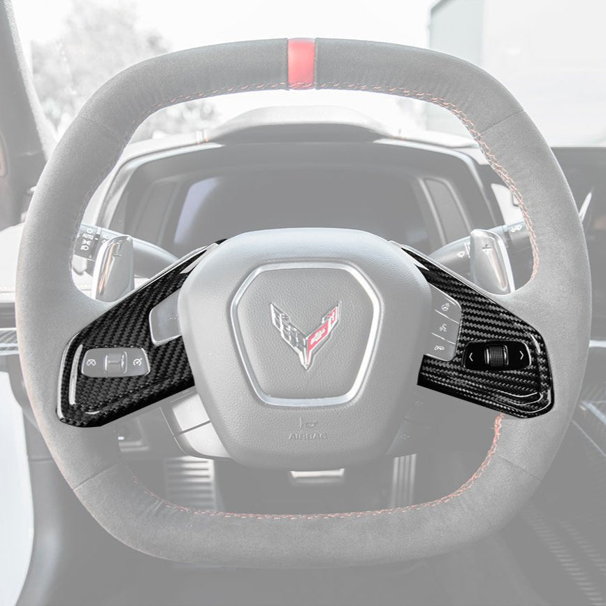 Chevrolet Corvette C8 Factory Style Carbon Fiber Steering Wheel Trim Cover 2020-Up