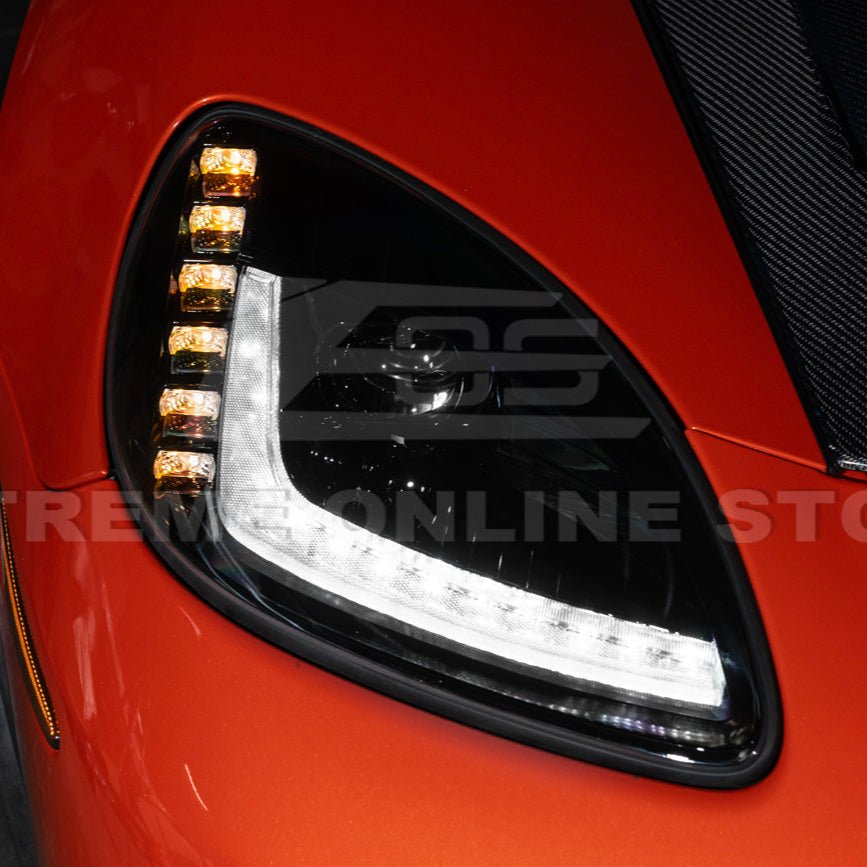 Corvette C6 C7 Style Projector LED Sequential Signal Turn Headlights 2005-2013