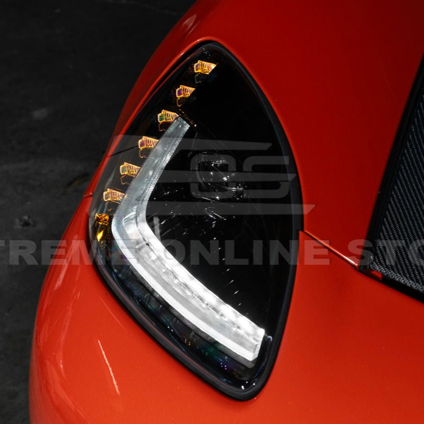 Corvette C6 C7 Style Projector LED Sequential Signal Turn Headlights 2005-2013