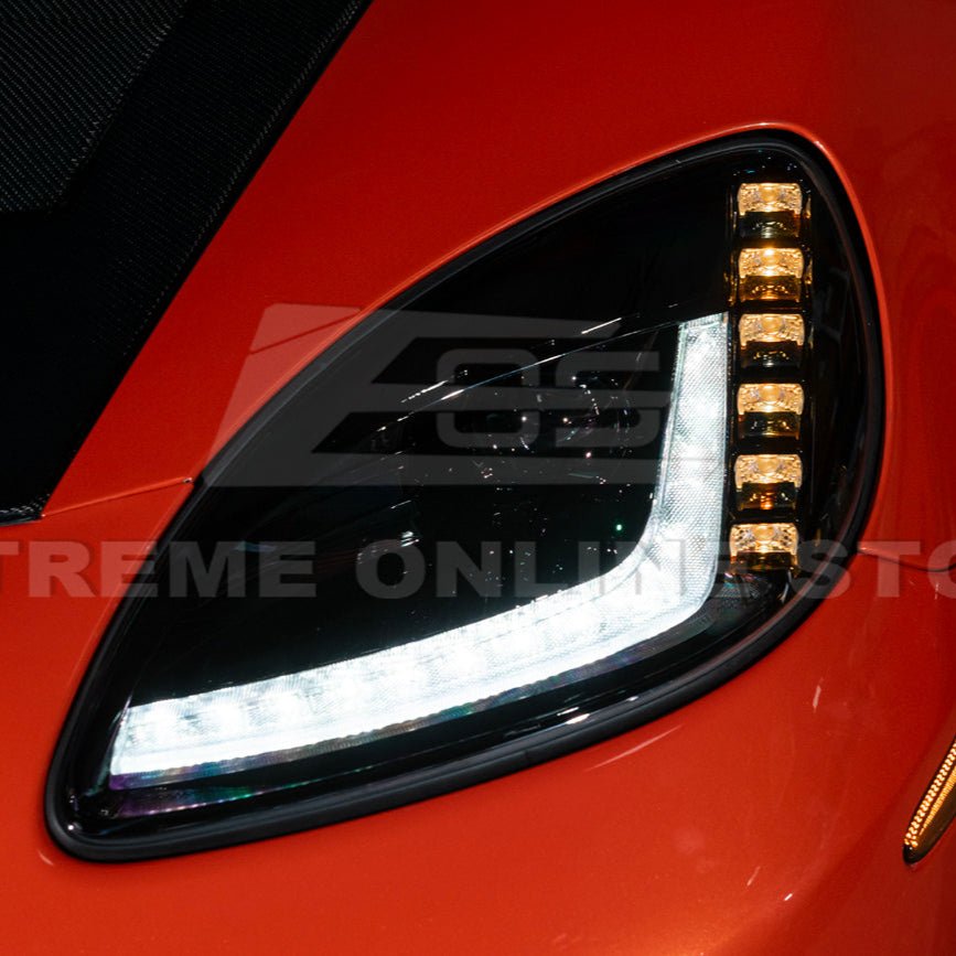 Corvette C6 C7 Style Projector LED Sequential Signal Turn Headlights 2005-2013