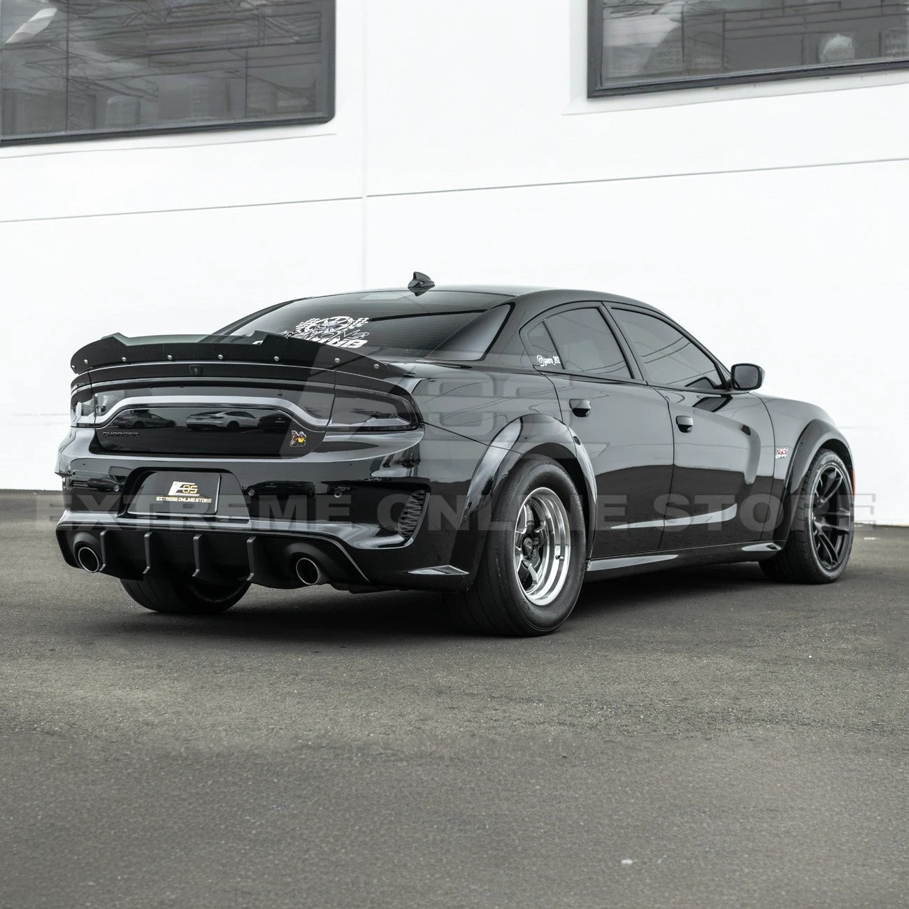 Dodge Charger Widebody SRT Style Matte Black Rear Bumper Exhaust Diffuser 2020-Up