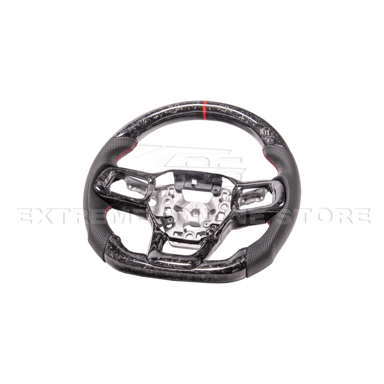 Ford Mustang S650 Forged Carbon Fiber Steering Wheel Red Stripe 2024-Up